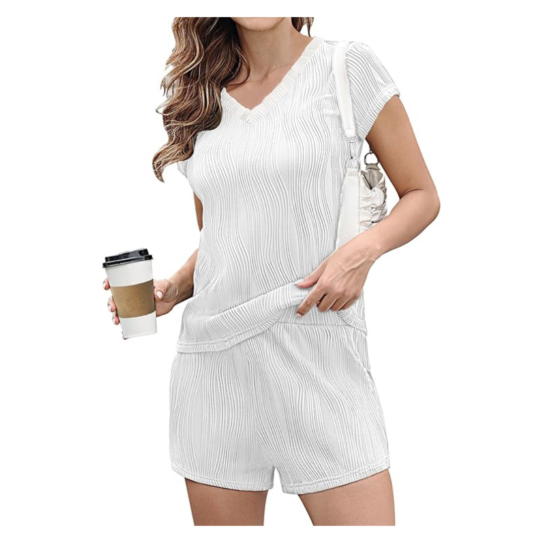 2-Piece Bajaoey Women's Short Sleeve Sleepwear Pajama Sets