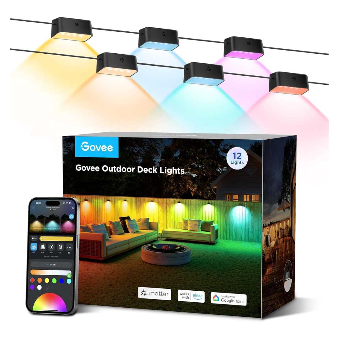 12-Pack IP65 Waterproof Multicolor Outdoor 72ft Deck Lights