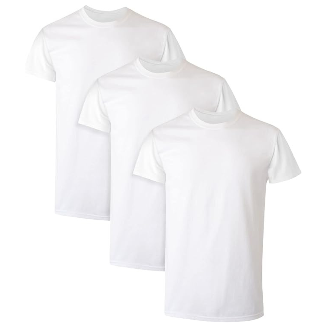 3-Pack Hanes Cotton Undershirts Moisture Wicking Crew Tees