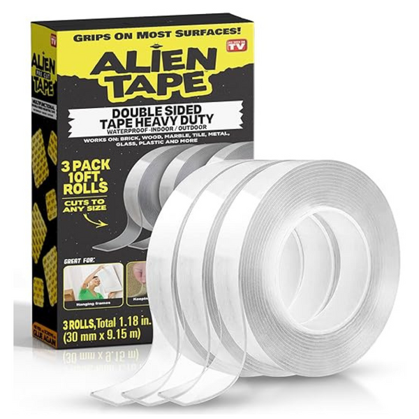 3-Pack 10-Ft Adhesion Double-Sided Acrylic Alien Tape Rolls w/ Nano Tech