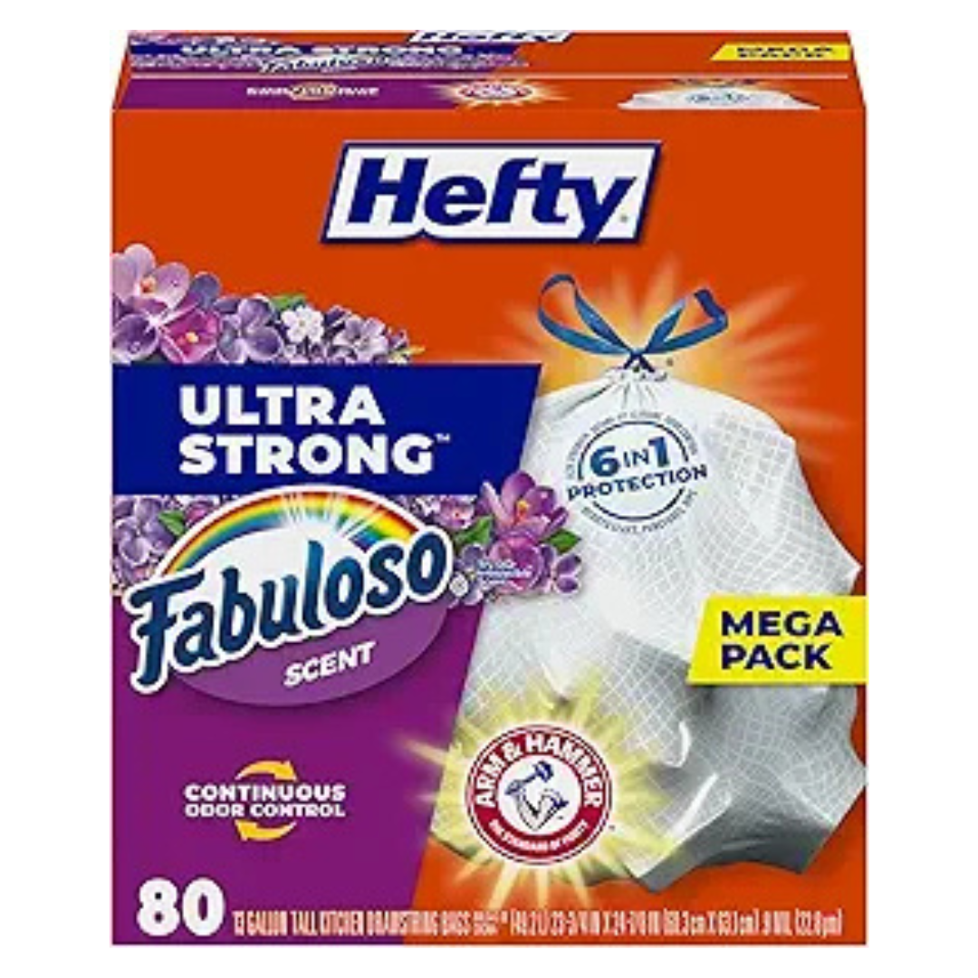 80-Count 13-Gallon Hefty Ultra Strong Tall Kitchen Trash Bags