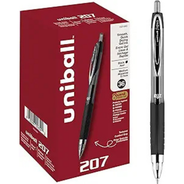 36-Pack Black Retractable Gel Pens With Medium Points