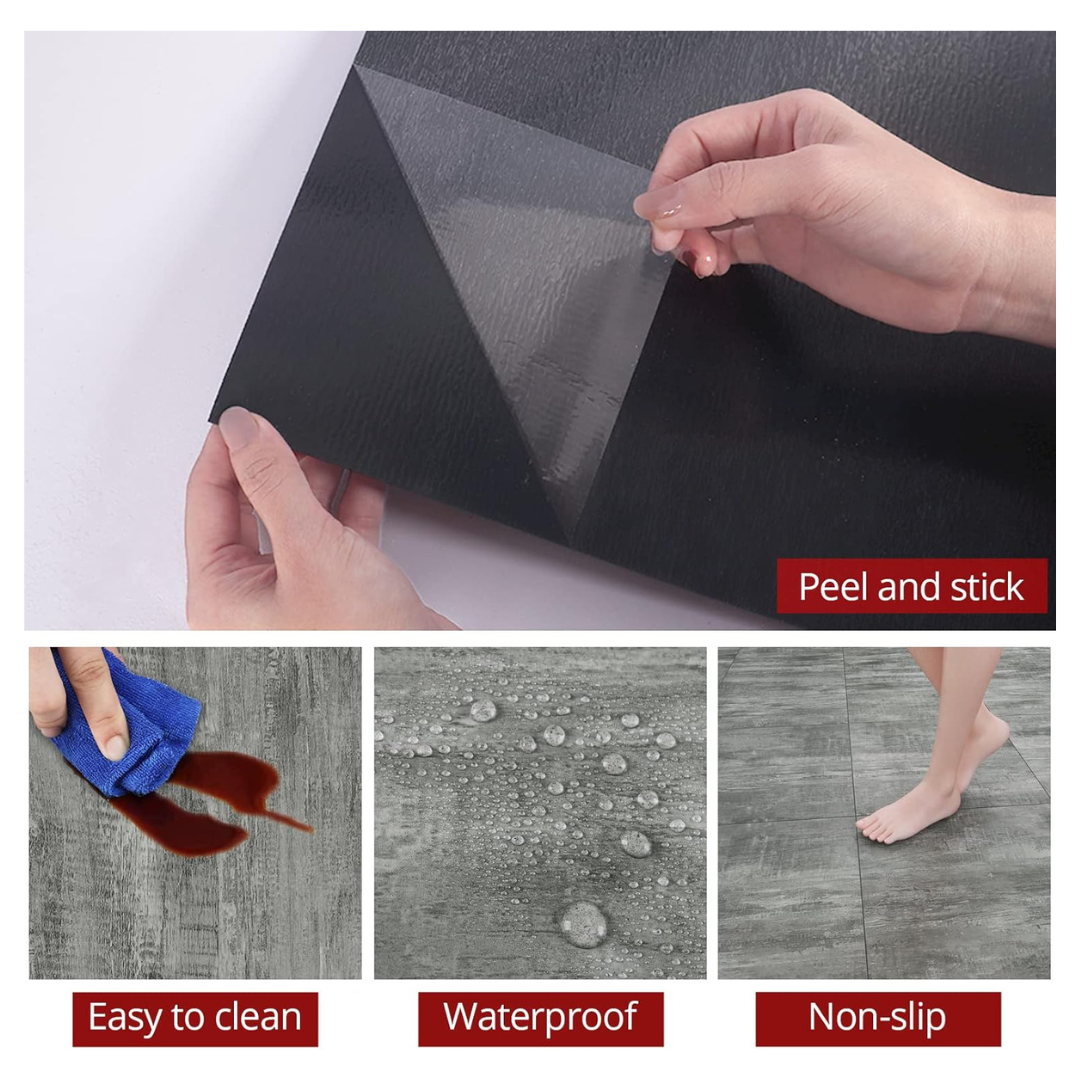 5-Piece Waterproof Durable Non-Slip Peel And Stick Floor Tile (12" x 12")