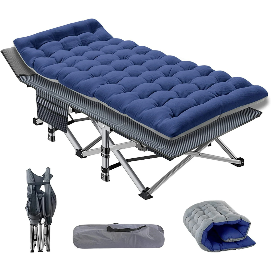 Folding Bed Cot With 2 Sided Mattress & Carry Bag