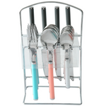 Mainstays 17-Piece Aura Flatware Set with Storage Rack Multicolor