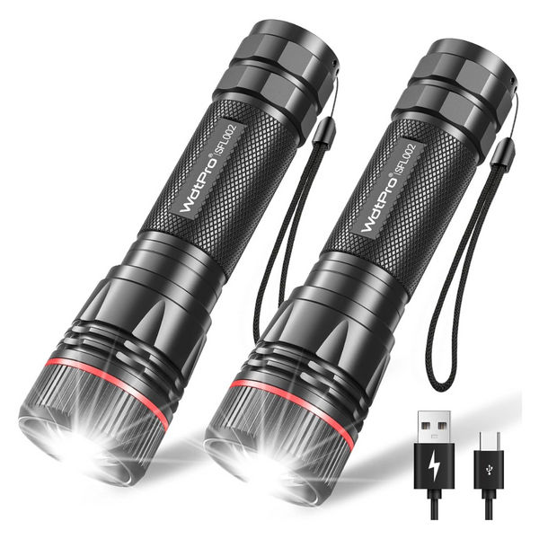 2-Pack WdtPro Rechargeable Flashlights High Lumens