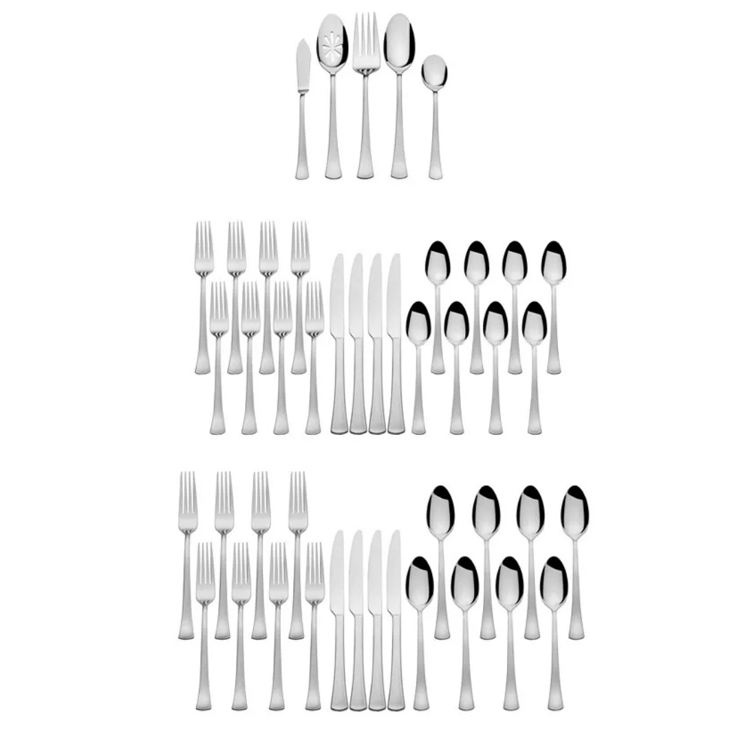 51-Piece International Silver Fulton Satin 18.0 Stainless Steel Flatware Set