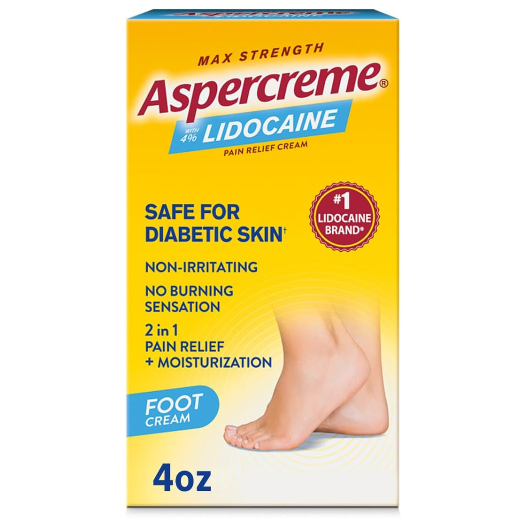 Aspercreme Diabetic Lidocaine Foot Pain Cream W/ Moisturizing Aloe (4 Oz)