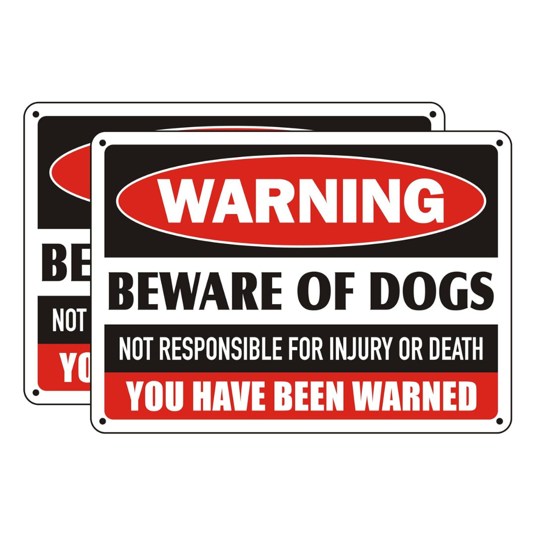 2-Pack Metal 10" x 7" Metal Warning Beware Of Dog Sign