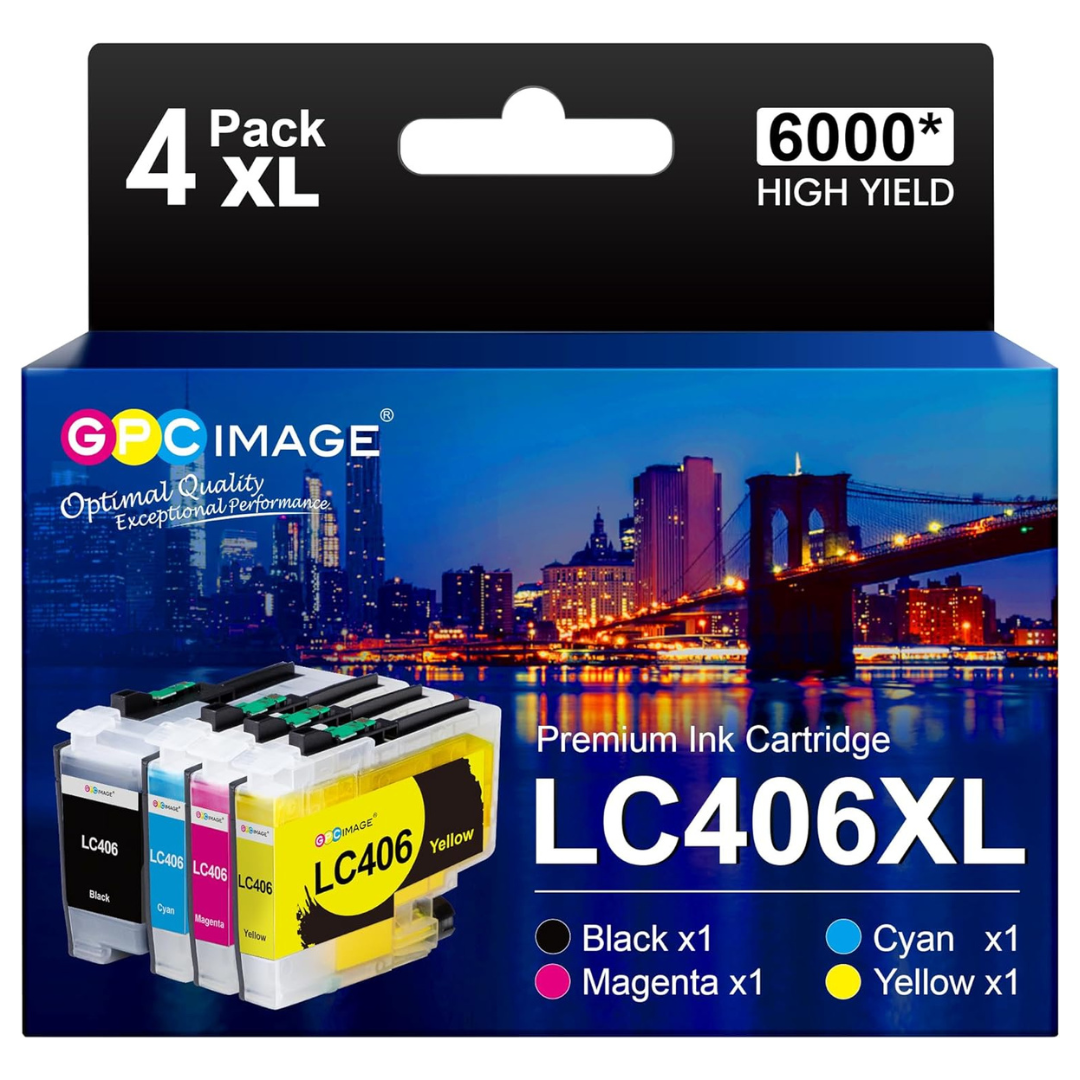 4-Pack GPC Image LC406XL High Yield Ink Cartridge For Brother Printer