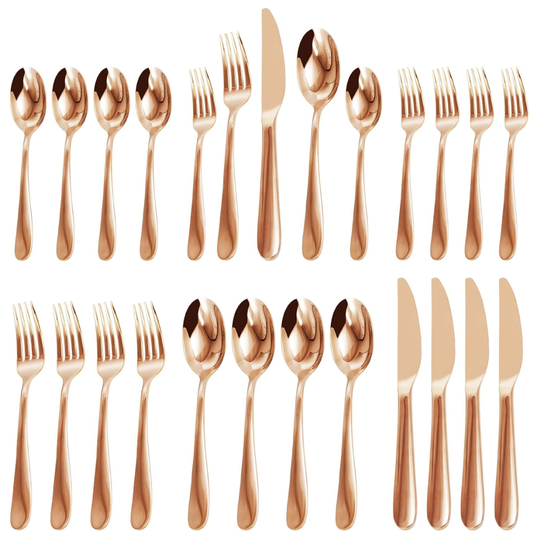 20-Piece Stainless Steel Pink-Gold Silverware Flatware Set For 4