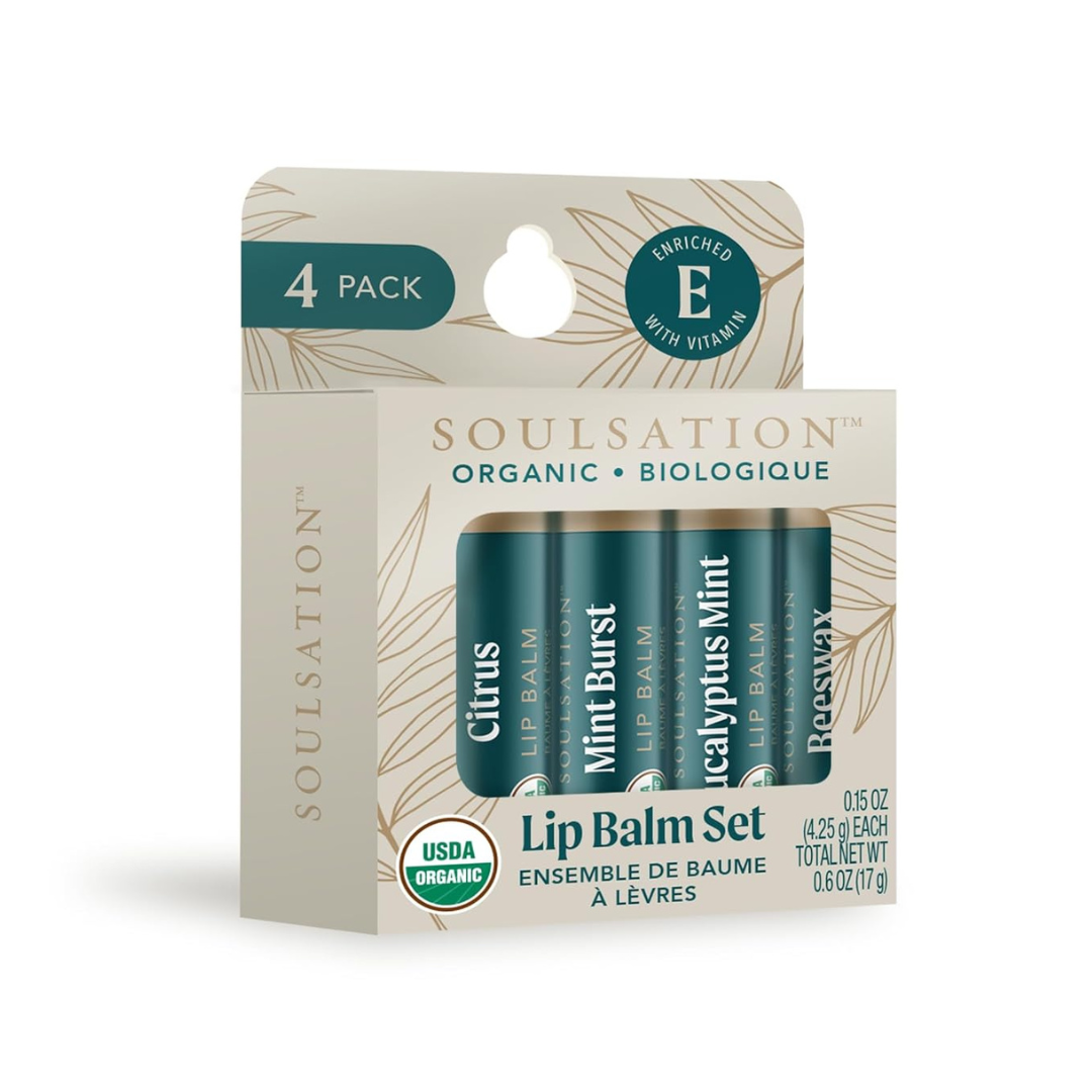 4-Pack Soulsation Organic Lip Balm Set