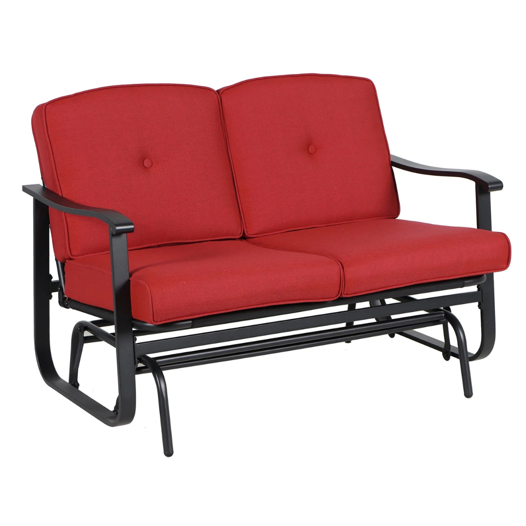 Mainstays Belden Park Cushion Steel Outdoor Glider Bench (2 Colors)