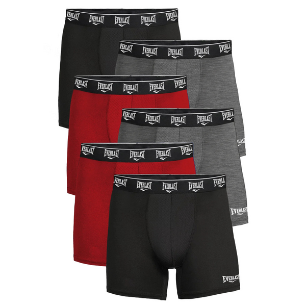 6-Pack Everlast Men's Active Performance Breathable Boxer Briefs