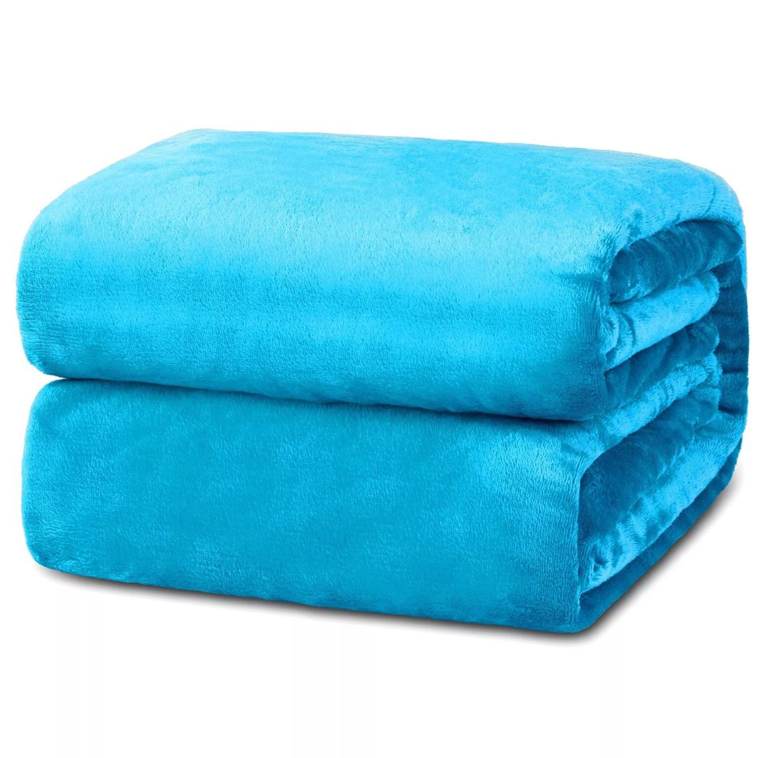 Lux Decor Large Warm Double Faux Fur Fleece Blanket (Blue)