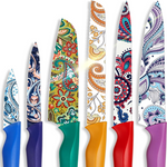 6-Piece Stainless Steel Rainbow Kitchen Knife Set with 6 Knife Sheath