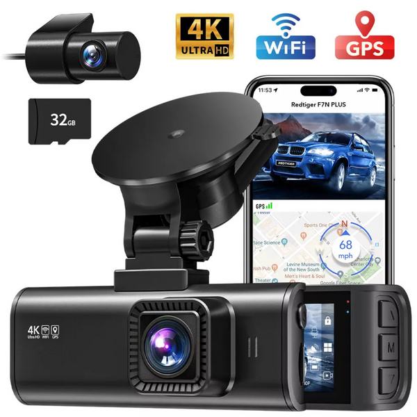 RedTiger 4K Front and Rear Dual Dash Camera [Certified Refurb]