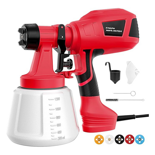 800W HVLP Paint Gun With 5 Nozzles & 3 Patterns