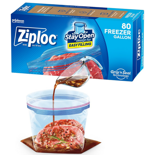 Ziploc Gallon Food Storage Freezer Bags, Stay Open Design With Stand-Up Bottom (80 Count)