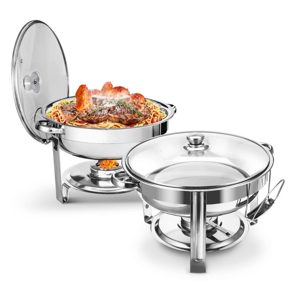 2-Pack Warmounts Chafing Dishes With Glass Lid & Lid Holder