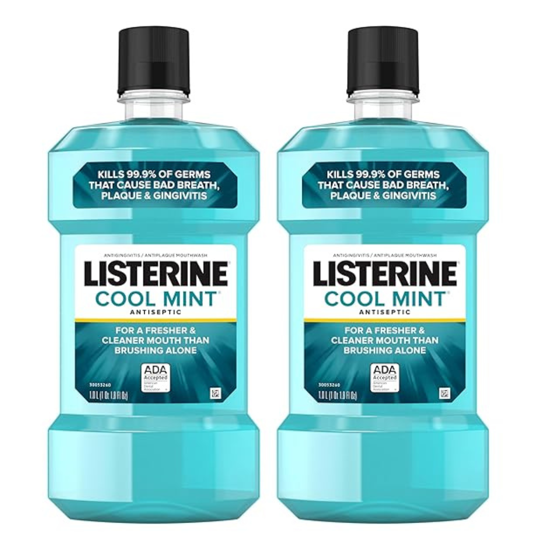 2-Pack 1-Liter Listerine Antiseptic Antibacterial Mouthwash (Cool Mint)