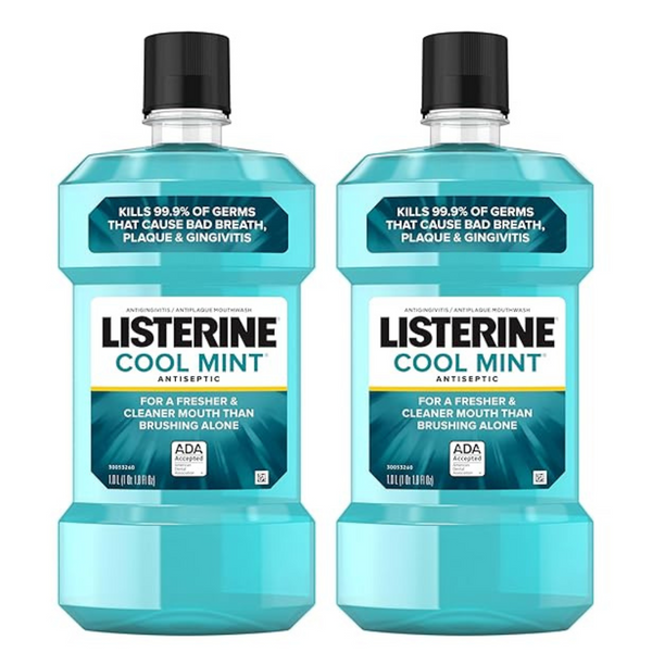 2-Pack 1-Liter Listerine Antiseptic Antibacterial Mouthwash (Cool Mint)