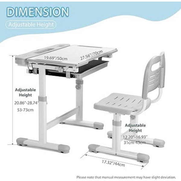 Rengue Kids Desk And Chair Set With Tiltable Desktop