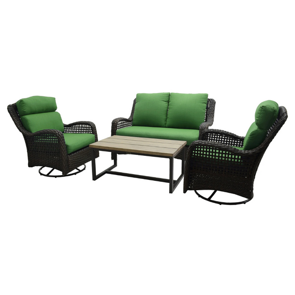 4-Piece Ravenbrooke Outdoor Wicker Swivel Chair Conversation Set