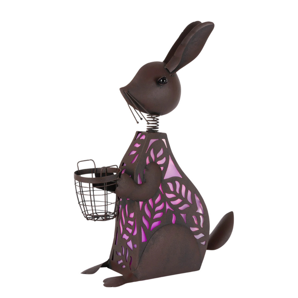 Better Homes & Gardens 19.29"H Metal Coffee Brown Solar Rabbit