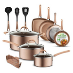 NutriChef 14-Piece Diamond Home Kitchen Cookware Set