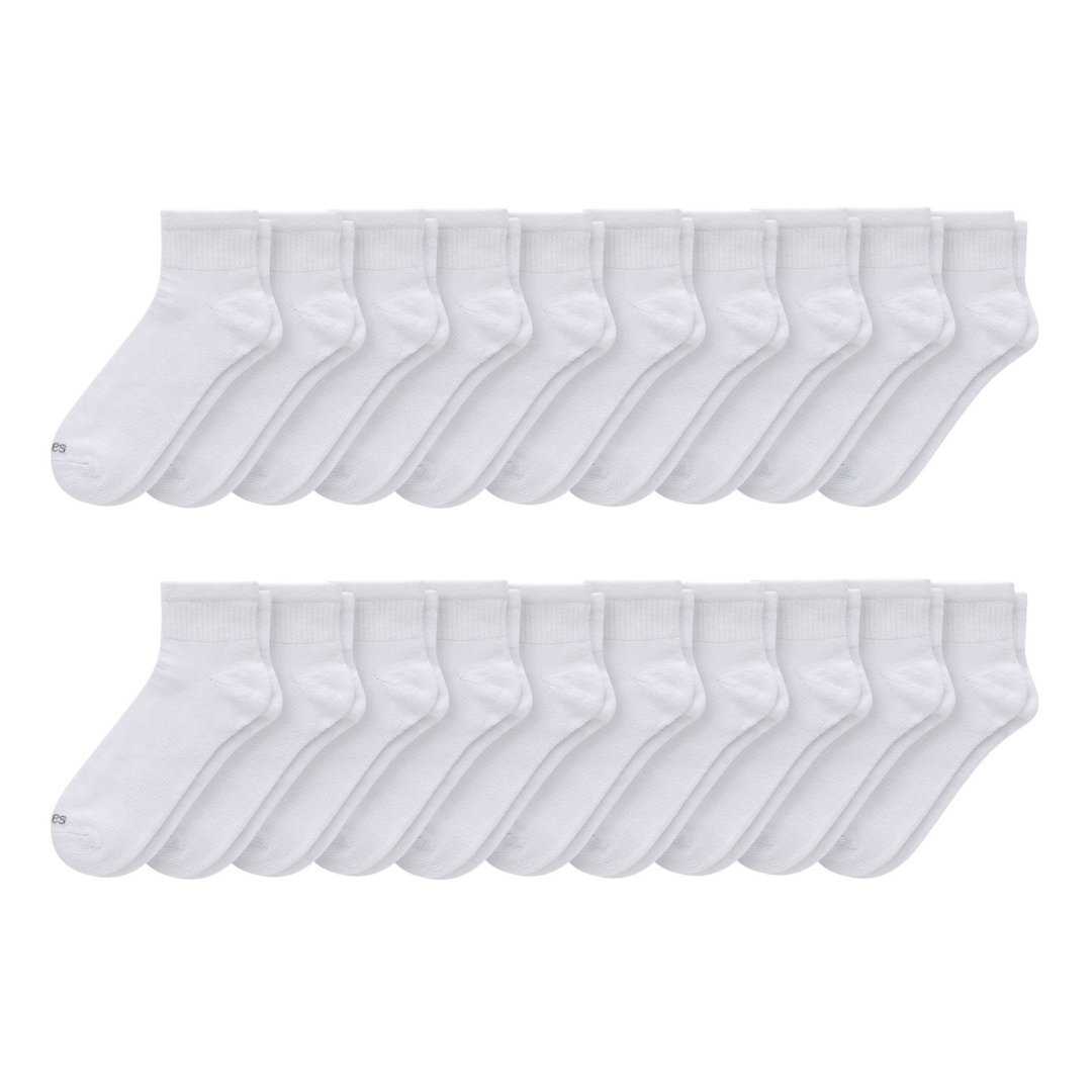 20-Pairs Hanes Men's Moisture-Wicking Ankle Socks