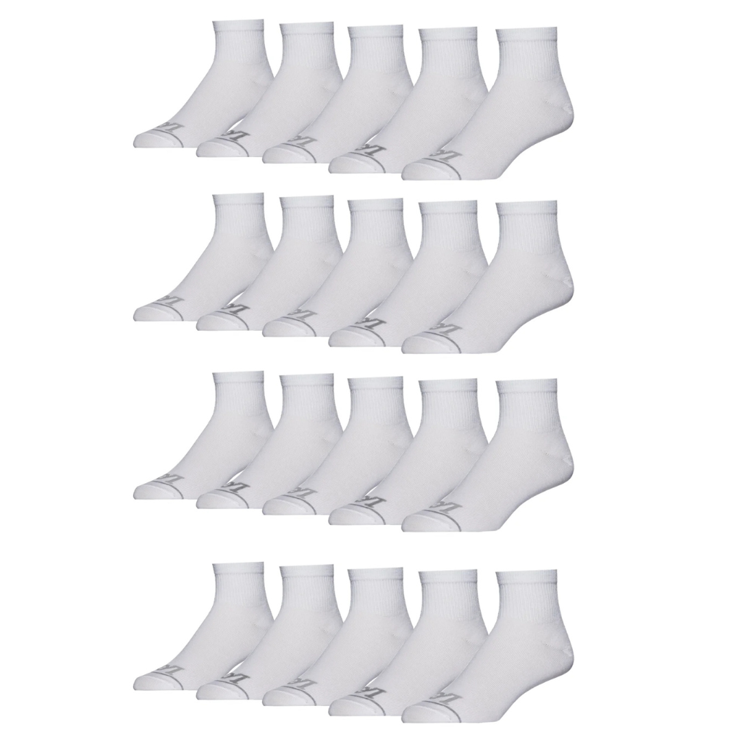 20-Pack Lee Men's Quarter Low Cut Socks (4 Colors)