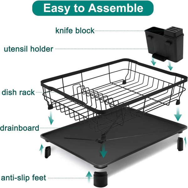 Goderewild Space-Saving Dish Drying Rack with Utensil Holder