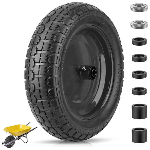 Ticonn 4.80/4.00-8 Tire, 16" Flat Free Wheelbarrow Tire and Wheel