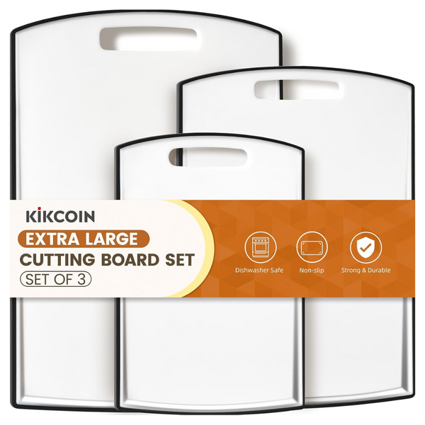 Set of 3 Kikcoin Dishwasher Safe Non Slip Plastic Cutting Boards