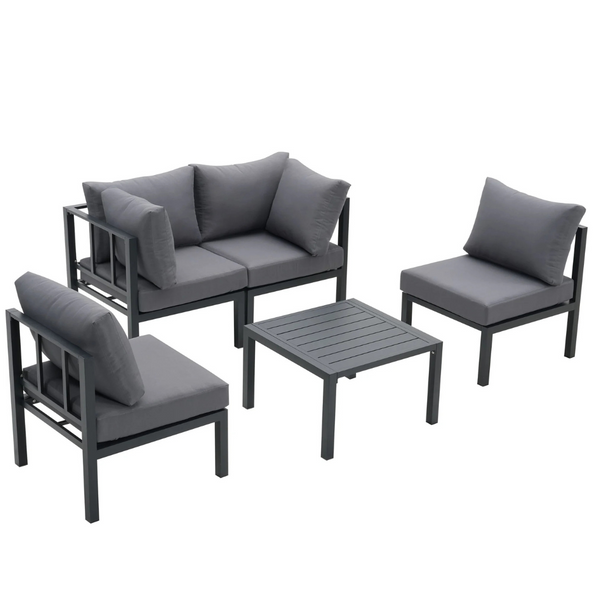 5-Piece Ainfox Outdoor Patio Furniture Sofa Set (Grey)