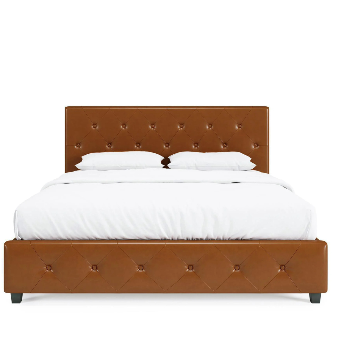 DHP Dakota Tufted Upholstered Faux Leather Bed Frame