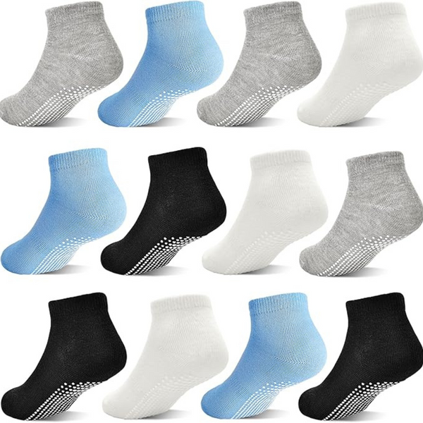 12-Pairs Toddler Non-Slip Ankle Socks