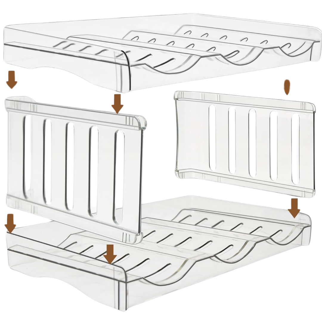 4-Tier Water Bottle Storage Organizer for Cabinet Fridge