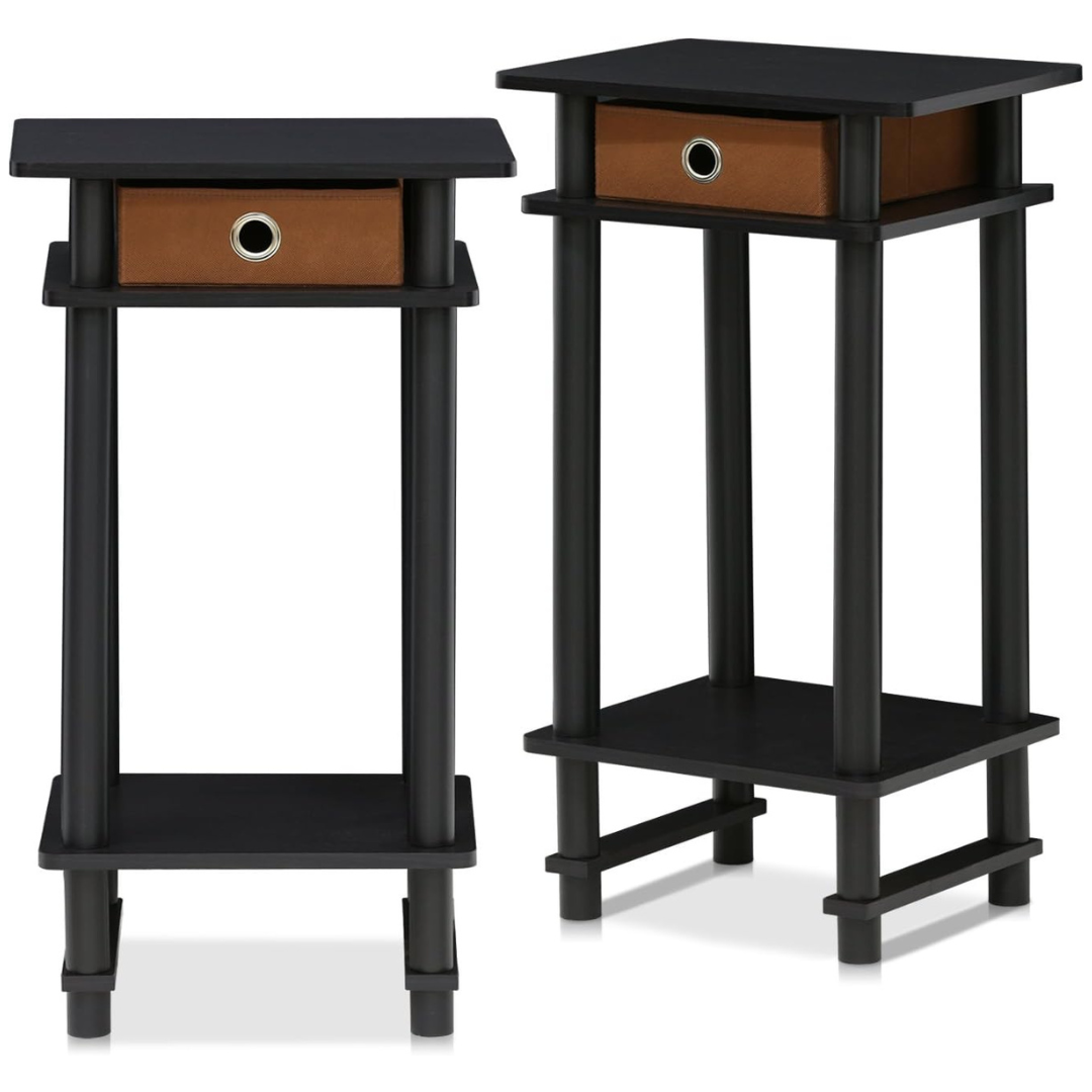 Set of 2 Furinno Turn-N-Tube End Table (Espresso)