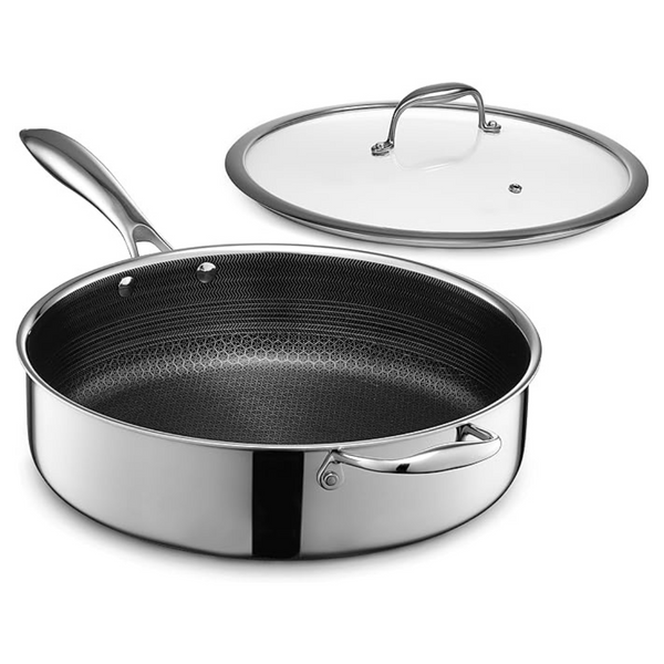 HexClad Hybrid Nonstick 5.5-Qt Deep Saute Pan And Lid