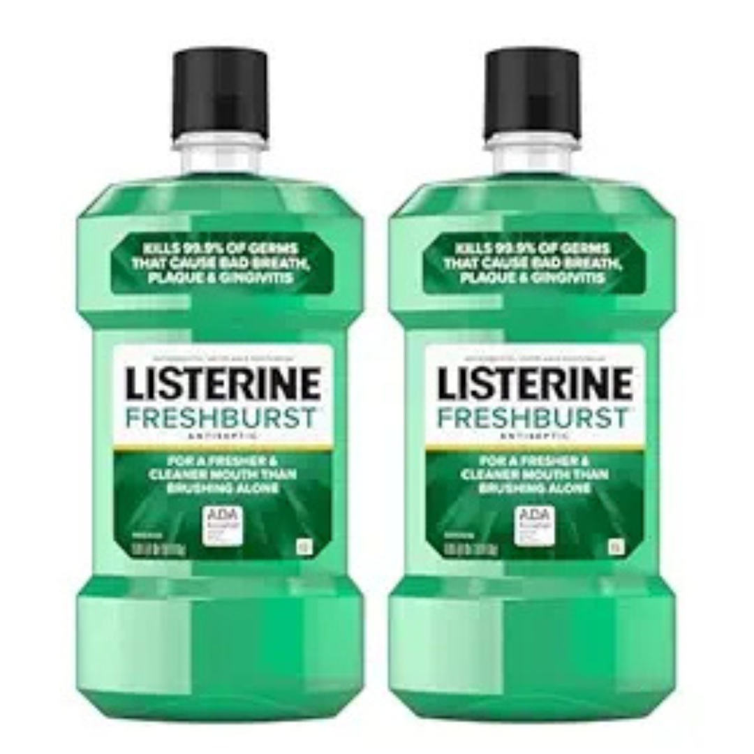 2-Pack Listerine Freshburst 33.8 Fl Oz / 1L Antiseptic Mouthwash (Spearmint)