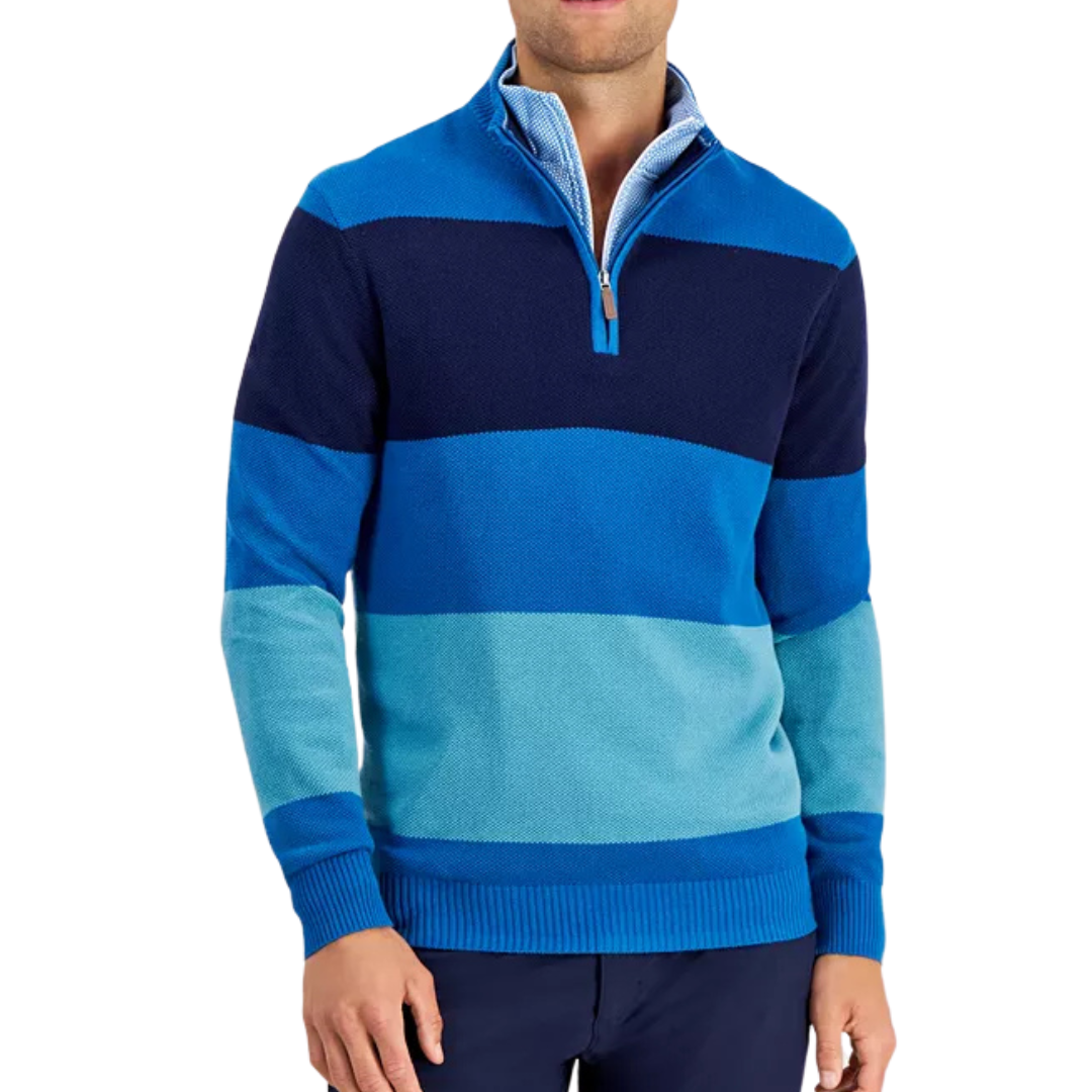 Club Room Men's Bold Stripe Quarter-Zip Sweater (3 Colors)