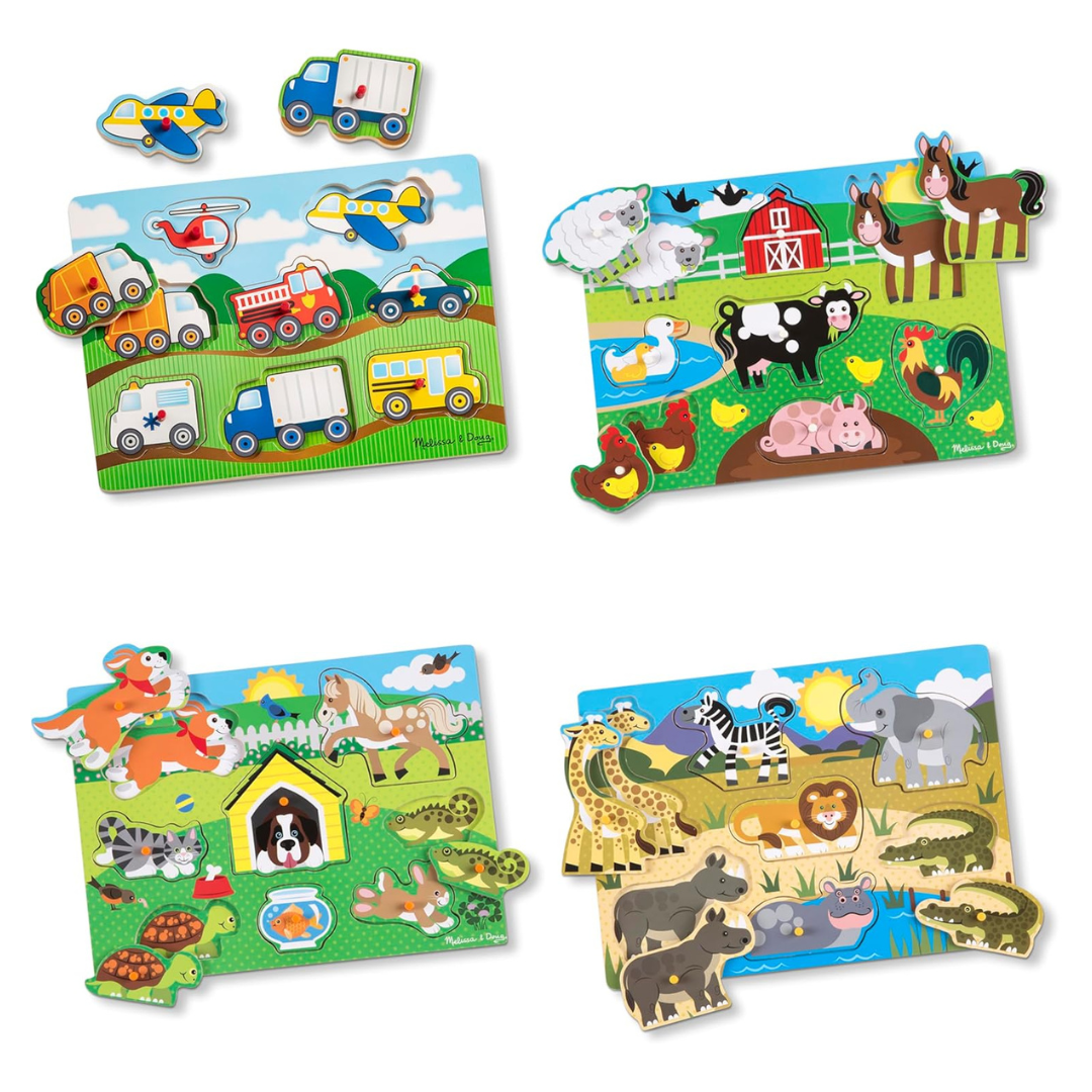 4-Pack Melissa & Doug Wooden Peg Puzzle For Toddler