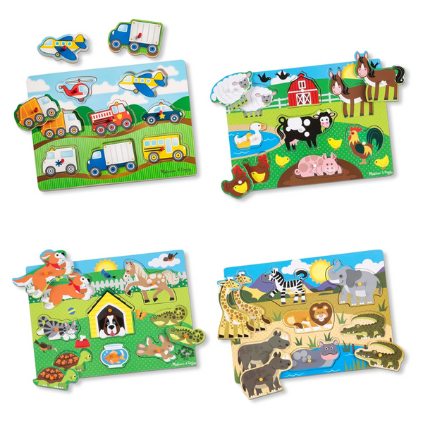 4-Pack Melissa & Doug Wooden Peg Puzzle For Toddler