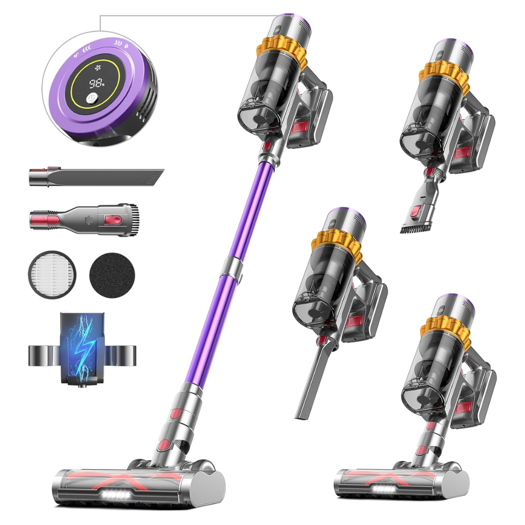 Cordless Vacuum Cleaner With Low Noise, LED Screen (550W/45Kpa/65Mins)