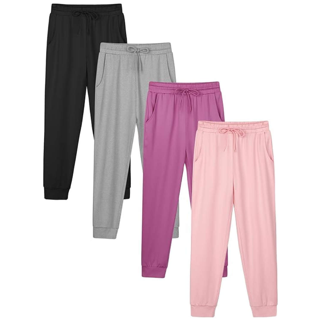 4 Pack Girls' Dry-Fit Jogger Sweatpants