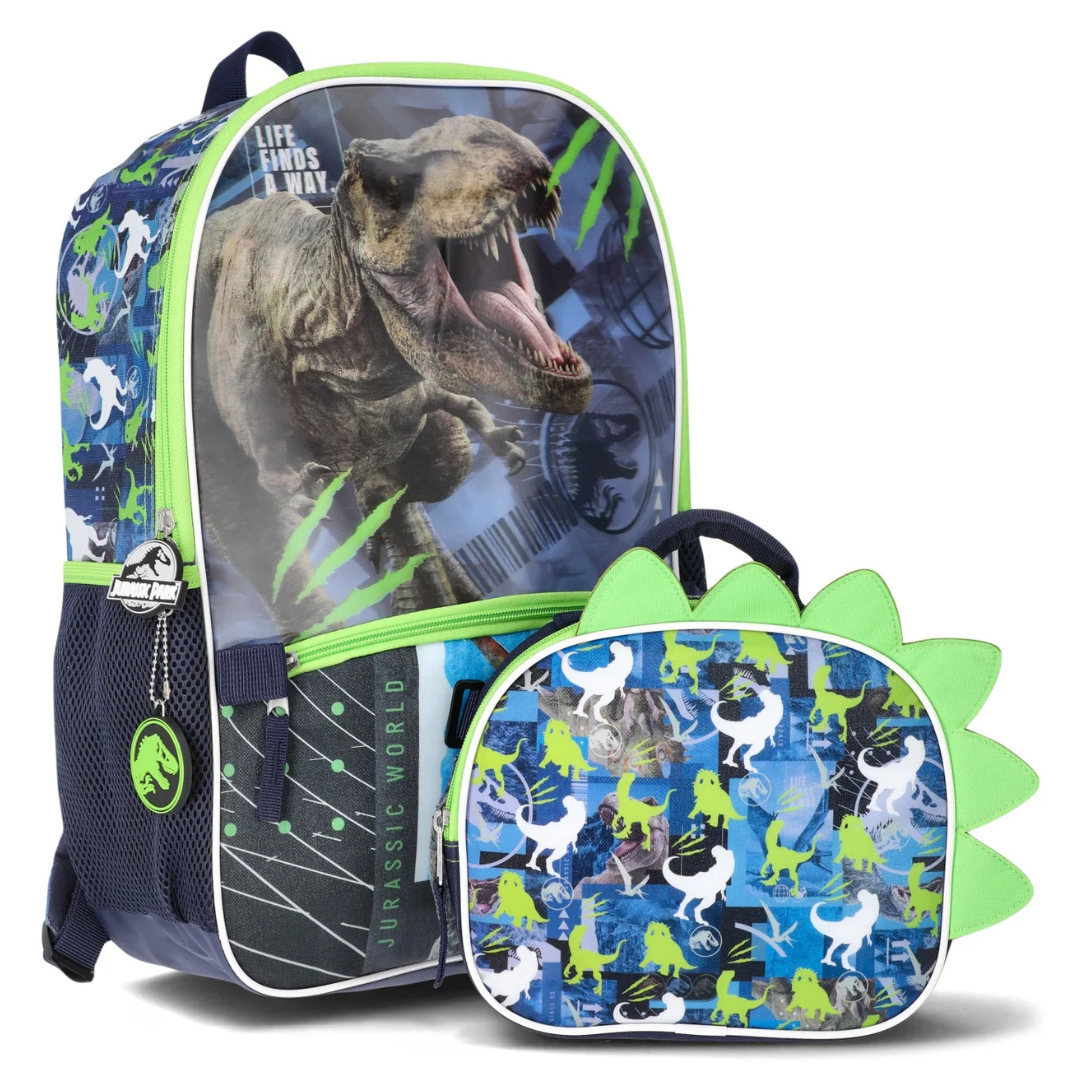 2-Piece Universal Studio Jurassic Boy's 17" Backpack With Lunch Box