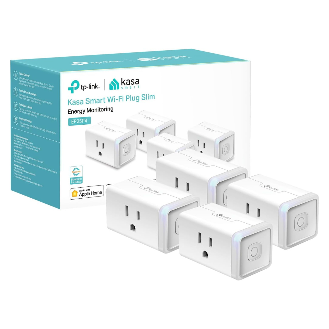 4-Pack TP-Link EP25 Kasa Smart Wi-Fi Plug Slim With Energy Monitoring