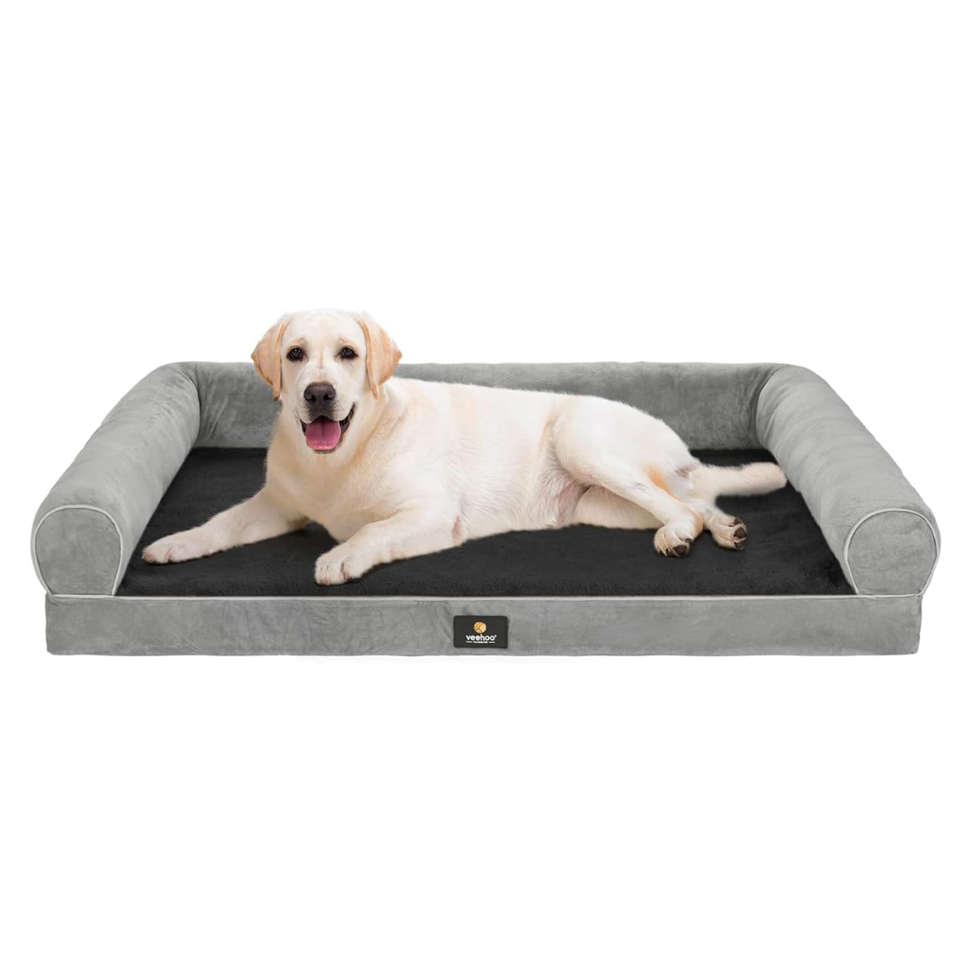 Veehoo Orthopedic Large Sized Dog Beds With Bolsters (3 Colors)